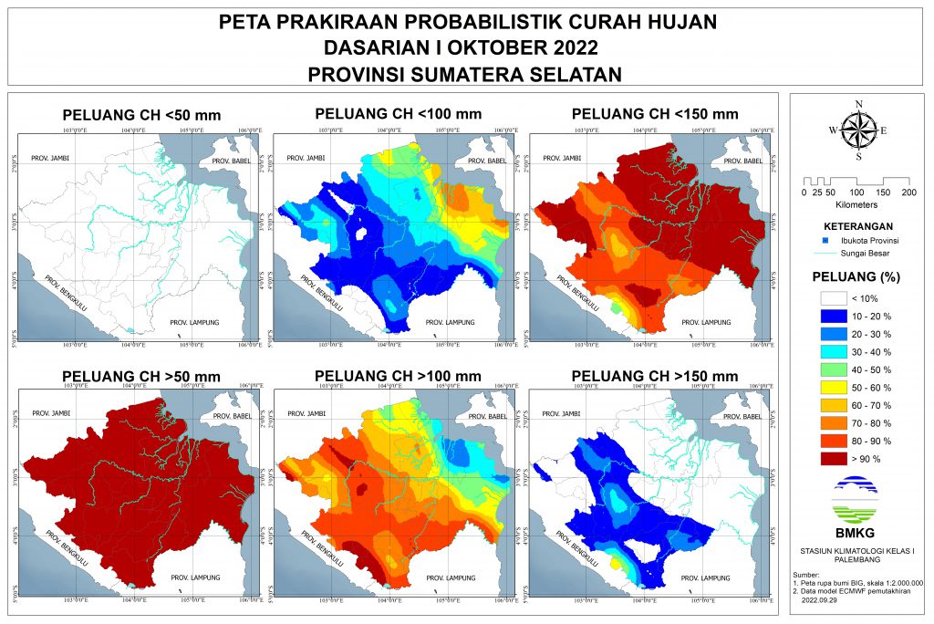 Prakiraan Probabilistik Curah Hujan Dasarian I Oktober 2022 Update 30