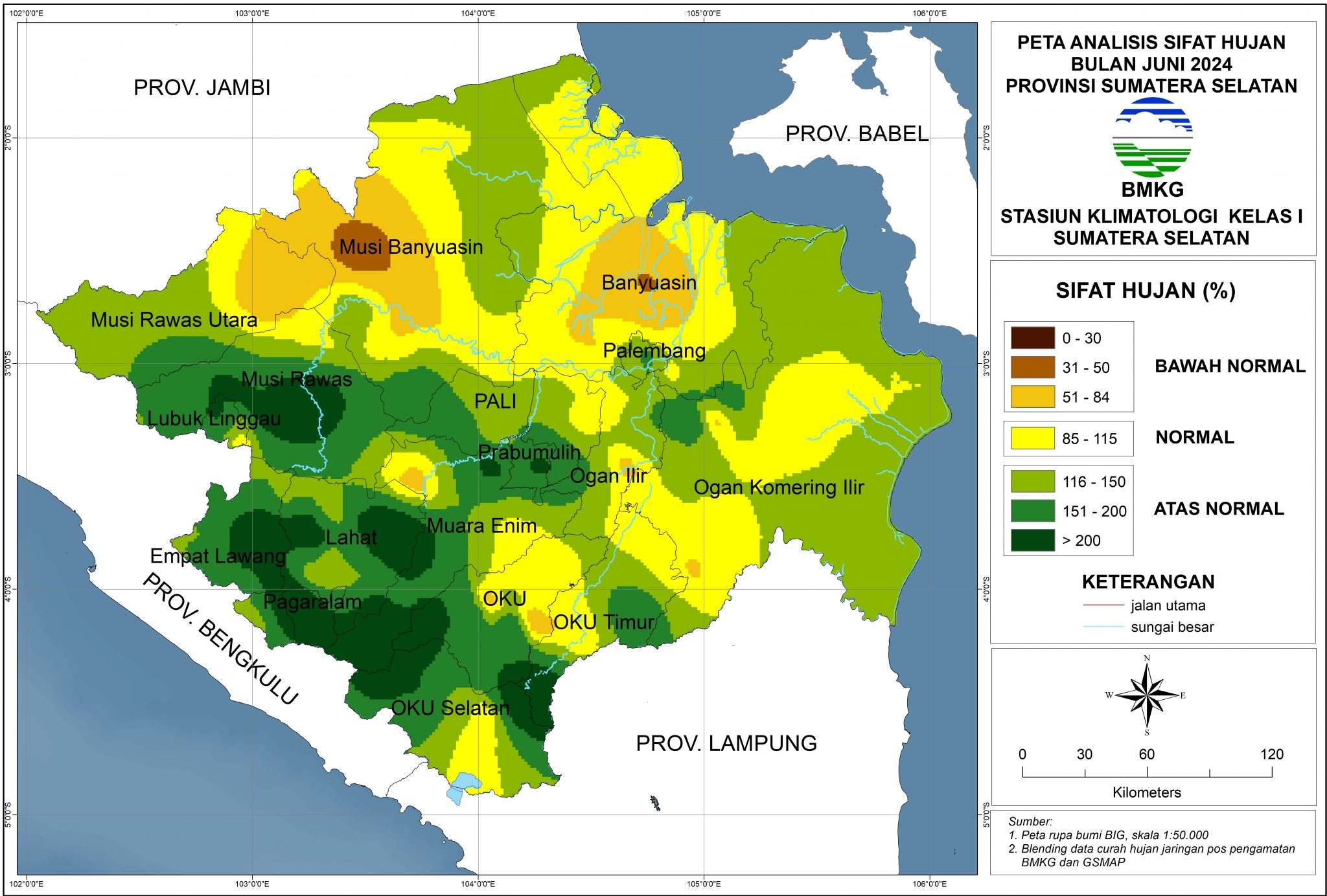 Analisis Sifat Hujan Bulan Juni Tahun 2024 Stasiun Klimatologi