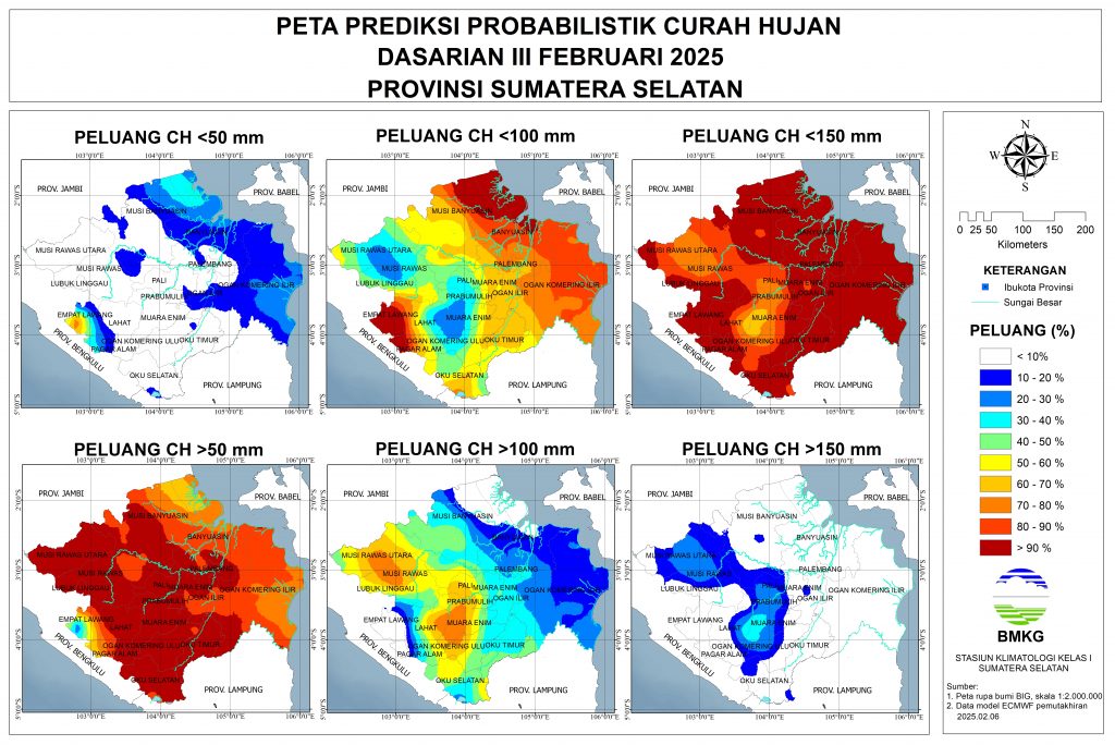 Prediksi Probabilistik Curah Hujan Dasarian III Februari 2025 Update