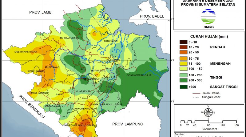 Distribusi Curah Hujan Dasarian II Desember 2021