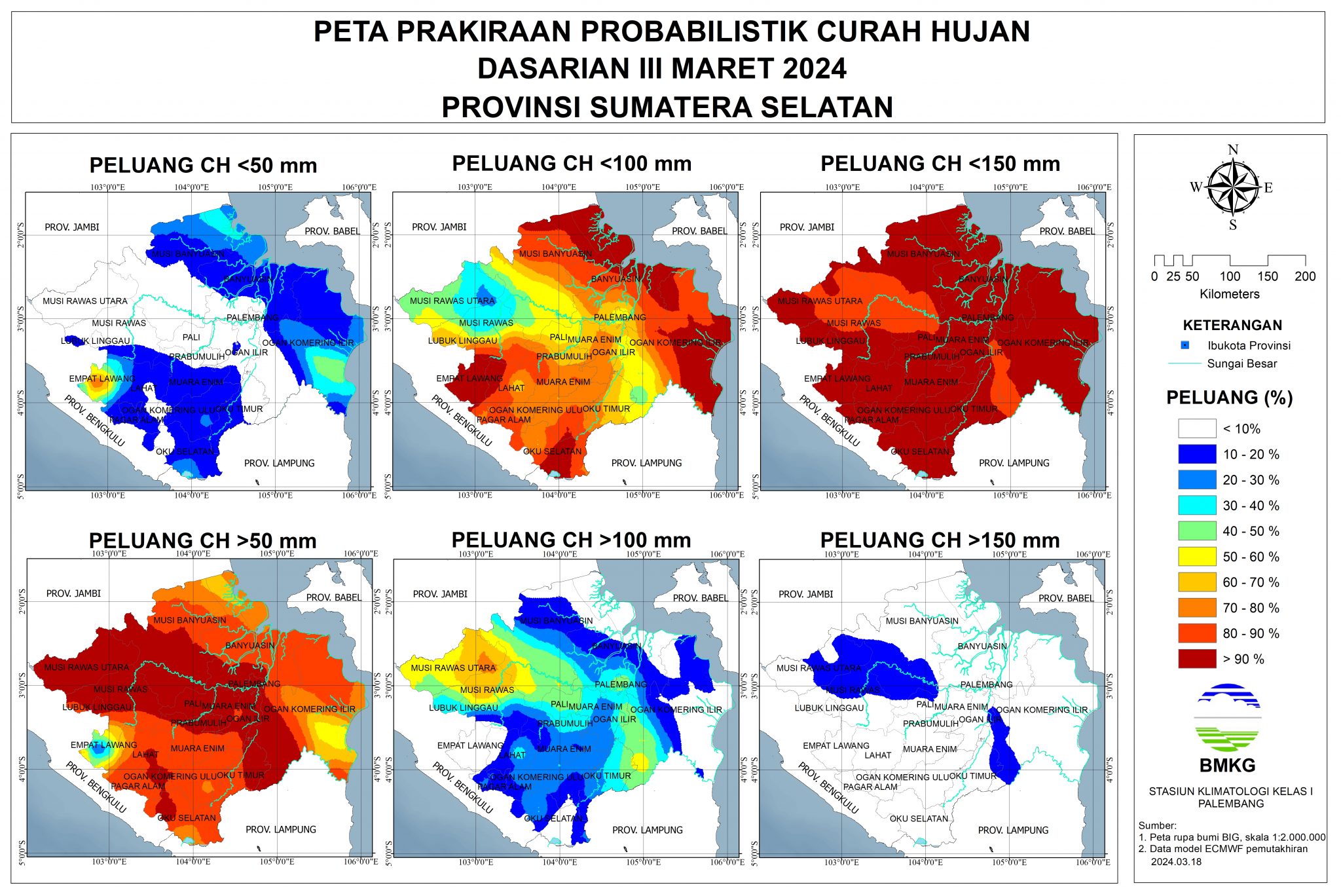 Prakiraan Probabilistik Curah Hujan Dasarian III Maret 2024 (update 20 ...